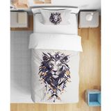 Aslan Kral 3D Dijital Baskılı Tek Kişilik Çarşafsız Genç Erkek Çocuk Nevresim Takımı - Gri - 160 x 220 cm