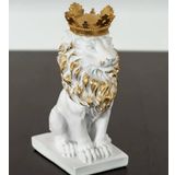 ASLAN KRAL BİBLO FİGÜRÜ BEYAZ GOLD DETAYLI