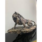 ASLAN KRAL BİBLO FİGÜRÜ TAŞ ÜSTÜNDE ASLAN BÜYÜK BOY SİYAH (GOLD DETAYLI)