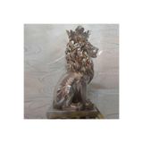 Aslan Kral Dekoratif Biblo, 36 cm Yükseklik, Polyester, Beyaz, Hediyelik Eşya