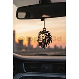 Aslan No2 Dikiz Ayna Süsü - Hediyelik Araba Süsü - Hediyelik Oto Aksesuar - Çift Taraflı - Siyah