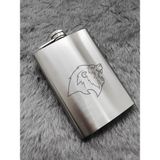 Aslan Temalı 9 Oz Paslanmaz Çelik Cep Matarası 266 ml Içki Viski Konyak Alkol Matarası - Gümüş