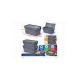 Aslan Ticaret 2Lİ 30 * 40 * 25 CM GRİ MENTEŞE KAPAKLI PLASTİK KASA GRİ