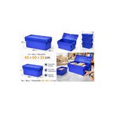 Aslan Ticaret 5Lİ 30 * 40 * 32 CM MAVİ MENTEŞE KAPAKLI PLASTİK KASA MAVİ