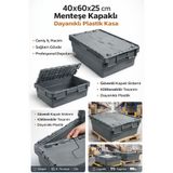 Aslan Ticaret 5Lİ 40 * 60 * 25 CM GRİ MENTEŞE KAPAKLI PLASTİK KASA GRİ