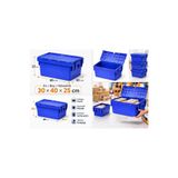 Aslan Ticaret 6LI 30 * 40 * 25 CM MAVİ MENTEŞE KAPAKLI PLASTİK KASA MAVİ