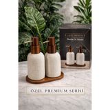 AslanhanHome Lavin Premium Serisi Porselen Sıvı Sabunluk Seti [ banyo, mutfak, ofis, şık dekoratif kullanım ]
