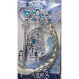 ASLANKAR Elsa frozen yeni model 3 lü set Elsa taç,elsa saç ve Elsa asa tokalı set mavi renk.