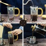 Aslanoğlu Store 350 ml Cam Kahve Presi Ahşap Saplı French Press Paslanmaz Filtreli Demleme Aparatı - 0-Siyah