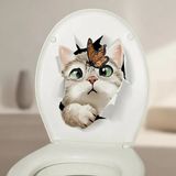 Aslanoğlu Store 3D Kedi ve Kelebek Tasarımlı Klozet Sticker Etiketi 18X27 cm - 0-Siyah