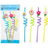 Aslanoğlu Store 4pcs Kıvrımlı - Renkli Plastik Pipet Figürlü=mix - 0,01 gr