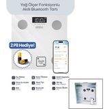 Aslanoğlu Store Baskül Beyaz Yağ Ölçer Akilli Bluetooth Cam Baskül