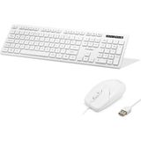 Aslanoğlu Store Ergonomik Beyaz Klavye ve Mouse Seti - Kablolu USB - Adaçayı Yeşili