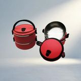 Aslanoğlu Store Koyu Pembe Sefer Tası Termosu 2'li Set Yemek Saklama Kabı - 00-Siyah - Beyaz