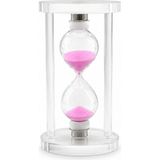 Aslanoğlu Store Küçük Cam Kum Saati Cam Standlı= Çap: 6cm-Yükseklik: 10CM - Ahşap