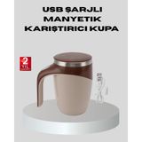 Aslanoğlu Store Manyetik Karıştırıcı Kupa USB Şarjlı Otomatik Karıştırma Çift Katmanlı