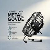 Aslanoğlu Store Metal Gövdeli USB Şarjlı Mini Masaüstü Fan Pratik ve Şık Tasarım - 001-Siyah