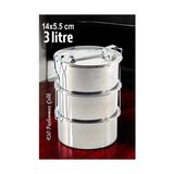 Aslanoğlu Store Mey Ithalat® Sefer Tası Yemek Kabı Paslanmaz Çelik 3 Katlı 14 cm 3 Litre 721366