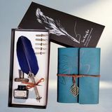 Aslanoğlu Store Şık Deri Defter ve Tüylü Divit Kalem Seti Hediye - 0 - --