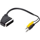 Aslanoğlu Store Uydu Alıcısı Av Kablo 3.5 mm Stereo Erkek-Scart Kablo 35 cm Uzun-Kısa Jack Bir Arada