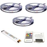 Asled 15 Metre Iç Rgb Şerit LED Ultra Slim Trafo Kumanda 3 Çip 5050 Double Pcb 15 mt Iç Set - Renkli
