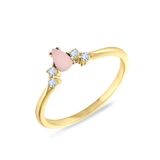 Aslı Gold Altın 14 Ayar Minimal Damla Opal Taşlı Yüzük (YZK0441)