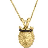 Aslı Gold Altın Büyük Boy Siyah Taşlı Aslan Erkek Kolye (KLY1259)