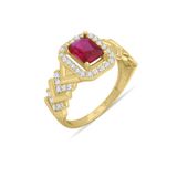 Aslı Gold Altın Kırmızı Baget Taşlı Yüzük (YZK1224)