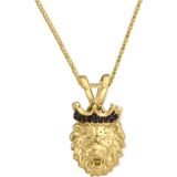 Aslı Gold Altın Orta Boy Siyah Taşlı Aslan Erkek Kolye (KLY1258)