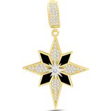 Aslı Gold Altın Siyah Mineli Kuzey Yıldızı Charm Kolye (UC0280)