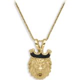 Aslı Gold Altın Siyah Taşlı Aslan Erkek Kolye (KLY0986)