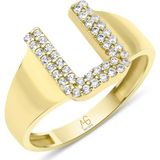 Aslı Gold Altın Taşlı U Harf Yüzük (YZK1065)