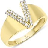 Aslı Gold Altın Taşlı V Harf Yüzük (YZK1063)