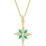 Aslı Gold Altın Turkuaz Mineli Kuzey Yıldızı Charm Kolye (KLY1439)
