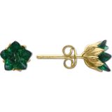 Aslı Gold Altın Yeşil Taşlı Lotus Çiçeği Küpe (KP0346)