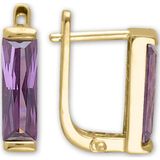 Aslı Gold Ametist Taşlı Altın Çubuk Küpe (KP0659)