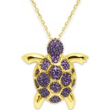 Aslı Gold Ametist Taşlı Altın Kaplumbağa Kolye (KLY0305)