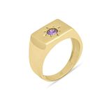 Aslı Gold Ametist Taşlı Altın Kare Yüzük (YZK1256)