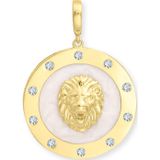 Aslı Gold Beyaz Sedef Mineli Taşlı Altın Aslan Kolye Ucu (UC0359)