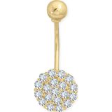Aslı Gold Çok Taşlı Altın Çiçek Göbek Piercingi (PC0088)
