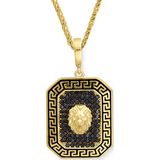 Aslı Gold Dikdörtgen Model Siyah Taşlı Altın Aslan Kolye (KLY1620)