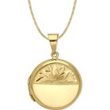 Aslı Gold El Kalemi İşlemeli Yuvarlak Altın Madalyon Kolye (KLY1002)