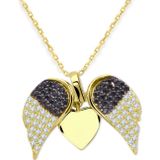 Aslı Gold Kanatlı Kalp Altın Tasarım Kolye (KLY0431)