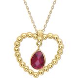 Aslı Gold Kırmızı Damla Taşlı Altın Kalp Kolye (KLY0562)