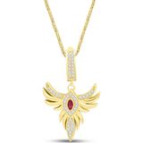 Aslı Gold Kırmızı Taşlı Anka Kuşu Altın Kolye (KLY1452)