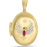 Aslı Gold Kırmızı Taşlı Anka Kuşu Altın Madalyon Kolye Ucu (UC0353)