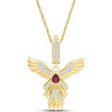 Aslı Gold Kırmızı Taşlı Yakut-u Anka Kuşu Altın Kolye (KLY1450)