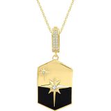 Aslı Gold Künye Model Altın Siyah Mineli Kolye (KLY1629)
