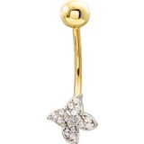 Aslı Gold Mini Kelebekli Altın Göbek Piercingi (PC0086)