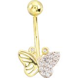 Aslı Gold Motif Kelebekli Altın Göbek Piercingi (PC0035)